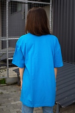 Long oversized t-shirt for girls, cotton, aquamarine Without 8042923 photo №3