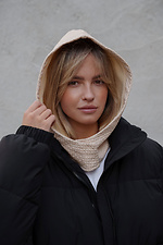 Тепла Шапка Капюшон Капор На Флісі В Маленьку Клітинку Sara Beige Woman Without 8055923 фото №2