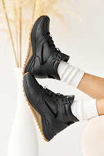 Schwarze Damen-Wintersneaker aus Leder  8019925 Foto №5