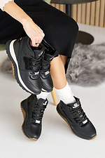 Damskie, skórzane, czarne sneakersy zimowe  8019925 zdjęcie №11