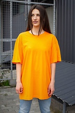 Длинная оверсайз футболка для девушки хлопковая оранжевого цвета Without 8042925 фото №1
