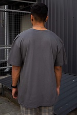 Long oversized t-shirt for a guy in cotton dark gray Without 8042926 photo №3