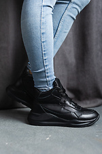 Утепленные кожаные кроссовки черного цвета 8018928 фото №5