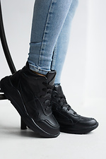 Утепленные кожаные кроссовки черного цвета 8018928 фото №7
