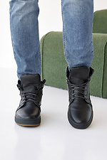 Men's leather winter black sneakers with fur.  8019928 photo №3