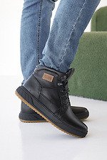 Men's leather winter black sneakers with fur.  8019928 photo №4