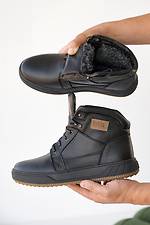 Men's leather winter black sneakers with fur.  8019928 photo №5