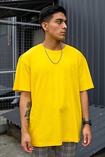 Long oversized t-shirt for a guy in bright yellow cotton Without 8042930 photo №1
