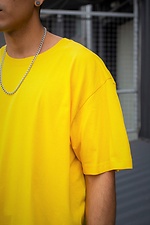 Long oversized t-shirt for a guy in bright yellow cotton Without 8042930 photo №2