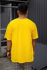 Длинная оверсайз футболка для парня хлопковая ярко-желтого цвета Without 8042930 фото №3