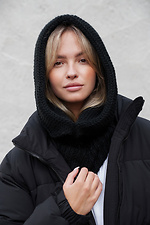 Тепла Шапка Капюшон Вязаний Капор  Lisa Black Woman Without 8055930 фото №2