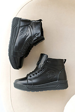 Skórzane, młodzieżowe buty zimowe w kolorze czarnym  8019936 zdjęcie №4