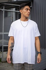 Oversized white cotton t-shirt for guys plain Without 8042936 photo №1