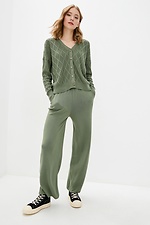 Green knitted oversized cardigan with buttons  4037937 photo №2