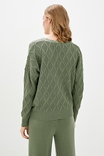Green knitted oversized cardigan with buttons  4037937 photo №3