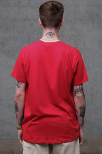 Oversized red cotton t-shirt for guys plain Without 8042937 photo №4