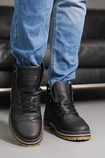 Мужские кожаные ботинки зимние черные  8019939 фото №2
