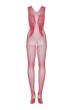 Red erotic sheer mesh bodysuit with intimate slits Obsessive 4026940 photo №4
