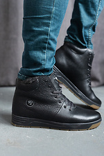 Мужские зимние ботинки из натуральной кожи черного цвета 8018941 фото №1