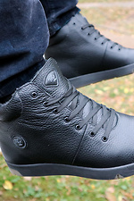 Мужские зимние ботинки из натуральной кожи черного цвета 8018941 фото №4