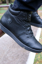 Мужские зимние ботинки из натуральной кожи черного цвета 8018941 фото №5