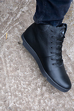 Мужские зимние ботинки из натуральной кожи черного цвета 8018941 фото №6