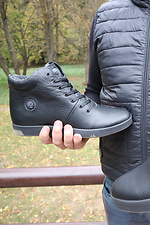Мужские зимние ботинки из натуральной кожи черного цвета 8018941 фото №8