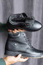 Мужские зимние ботинки из натуральной кожи черного цвета 8018941 фото №14