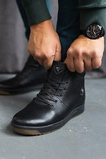 Мужские зимние ботинки из натуральной кожи черного цвета 8018941 фото №16
