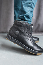 Мужские зимние ботинки из натуральной кожи черного цвета 8018941 фото №17