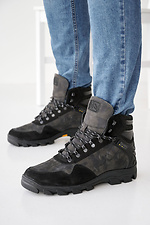Męskie skórzane sneakersy zimowe w kolorze czarnym  8019941 zdjęcie №4
