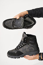 Męskie skórzane sneakersy zimowe w kolorze czarnym  8019941 zdjęcie №6