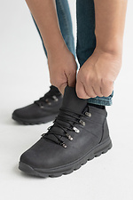Men's winter sneakers made of genuine leather in black  8018943 photo №1