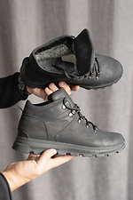 Мужские зимние кроссовки из натуральной кожи черного цвета  8018943 фото №2