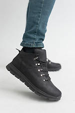 Мужские зимние кроссовки из натуральной кожи черного цвета  8018943 фото №3