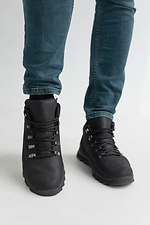 Мужские зимние кроссовки из натуральной кожи черного цвета  8018943 фото №4