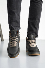 Мужские кроссовки кожаные зимние черные  8019943 фото №2