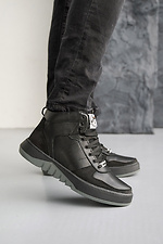 Men's leather winter sneakers black  8019944 photo №1