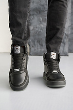 Men's leather winter sneakers black  8019944 photo №2