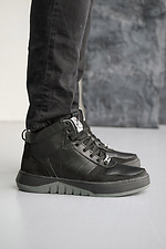 Men's leather winter sneakers black  8019944 photo №3