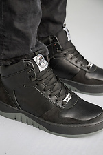 Men's leather winter sneakers black  8019944 photo №4