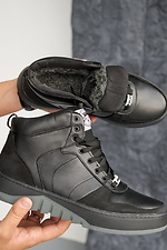 Men's leather winter sneakers black  8019944 photo №5