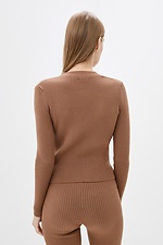 Short, sand-coloured button-down knitted sweater  4037945 photo №3