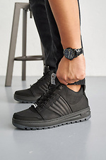 Męskie skórzane sneakersy zimowe w kolorze czarnym  8019946 zdjęcie №3