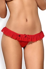 Red erotic thong panties with frill and bow Obsessive 4025947 photo №1