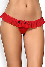 Red erotic thong panties with frill and bow Obsessive 4025947 photo №3