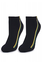 Короткие спортивные носки из хлопка черного цвета с полосками Marilyn 4023948 фото №1
