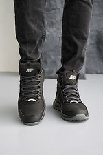 Мужские кроссовки кожаные зимние черные  8019949 фото №2