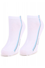 Короткие спортивные носки из хлопка белого цвета с полосками Marilyn 4023951 фото №1