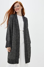 Melange knitted cardigan elongated with pockets  4037951 photo №1